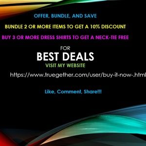 Buy 3 or more dress shirts to get a neck-tie free